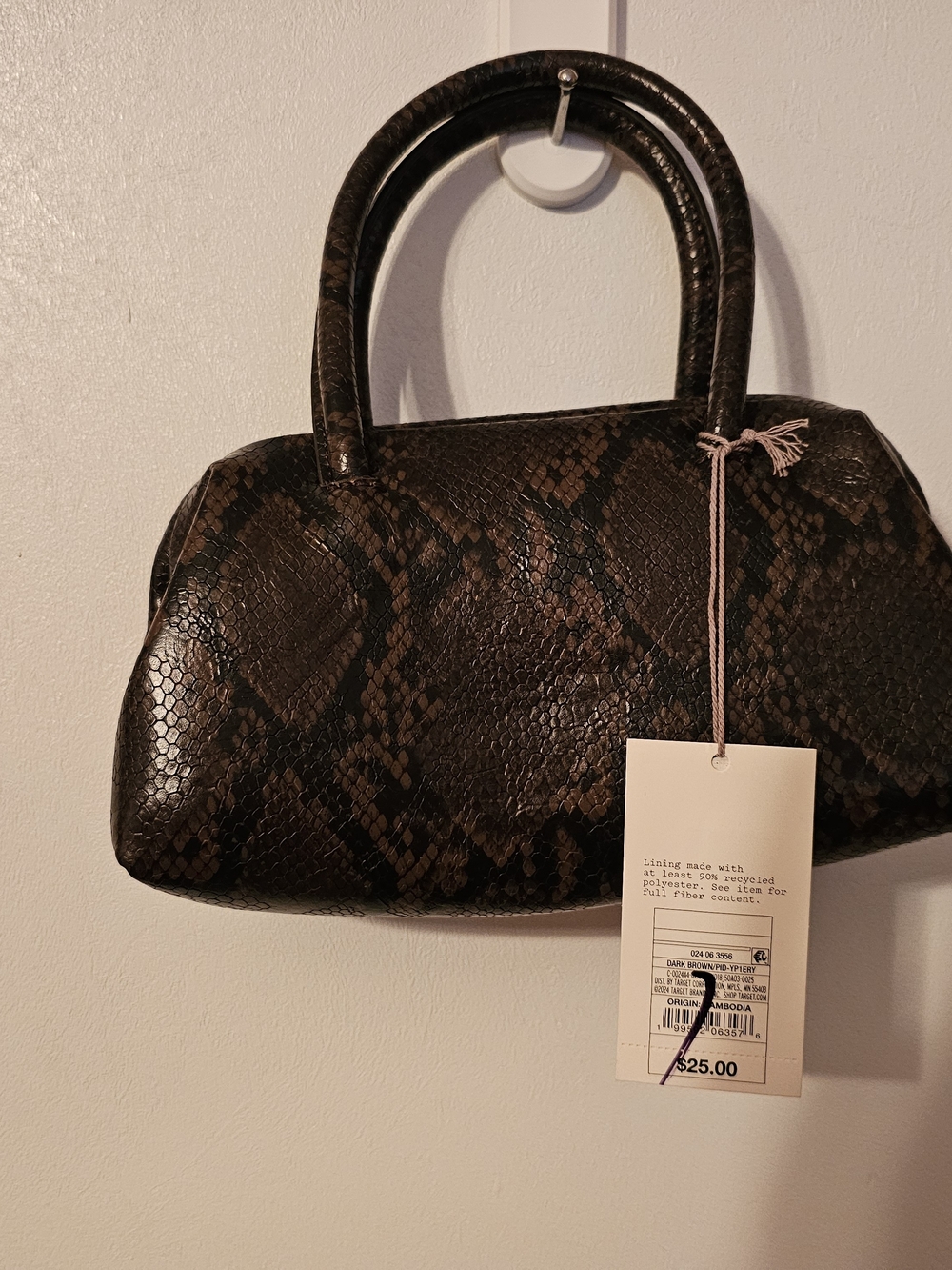 a new day Dark Brown Snake-Print Women's Handbag - NWT